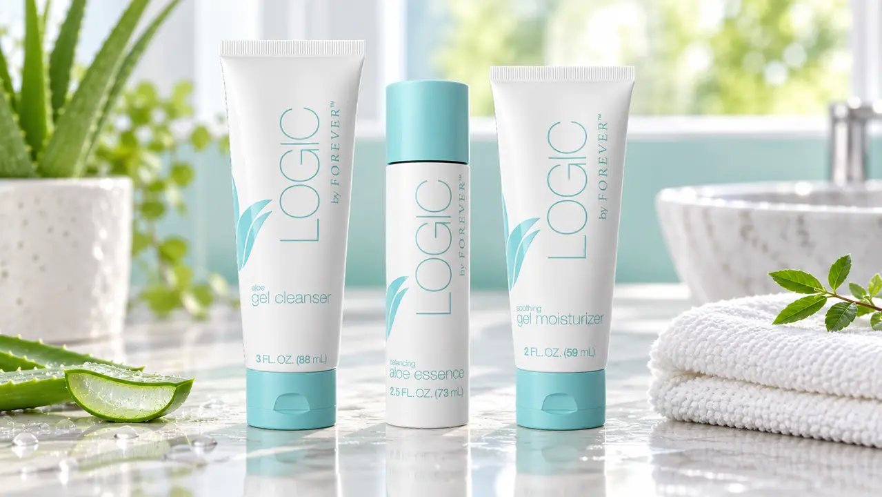 Die Kosmetikserie LOGIC von Forever Living im Badezimmer